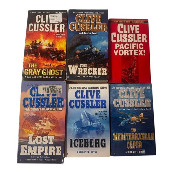 Lot of 6 Clive Cussler Paperback Novels Dirk Pitt & Fargo Adventure Thriller - Picture 1 of 12